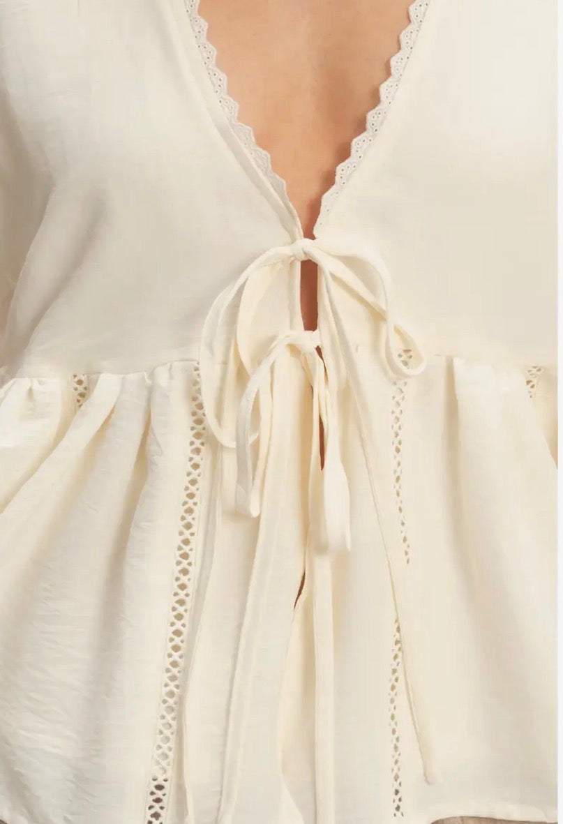Lace Trim Tie Top
