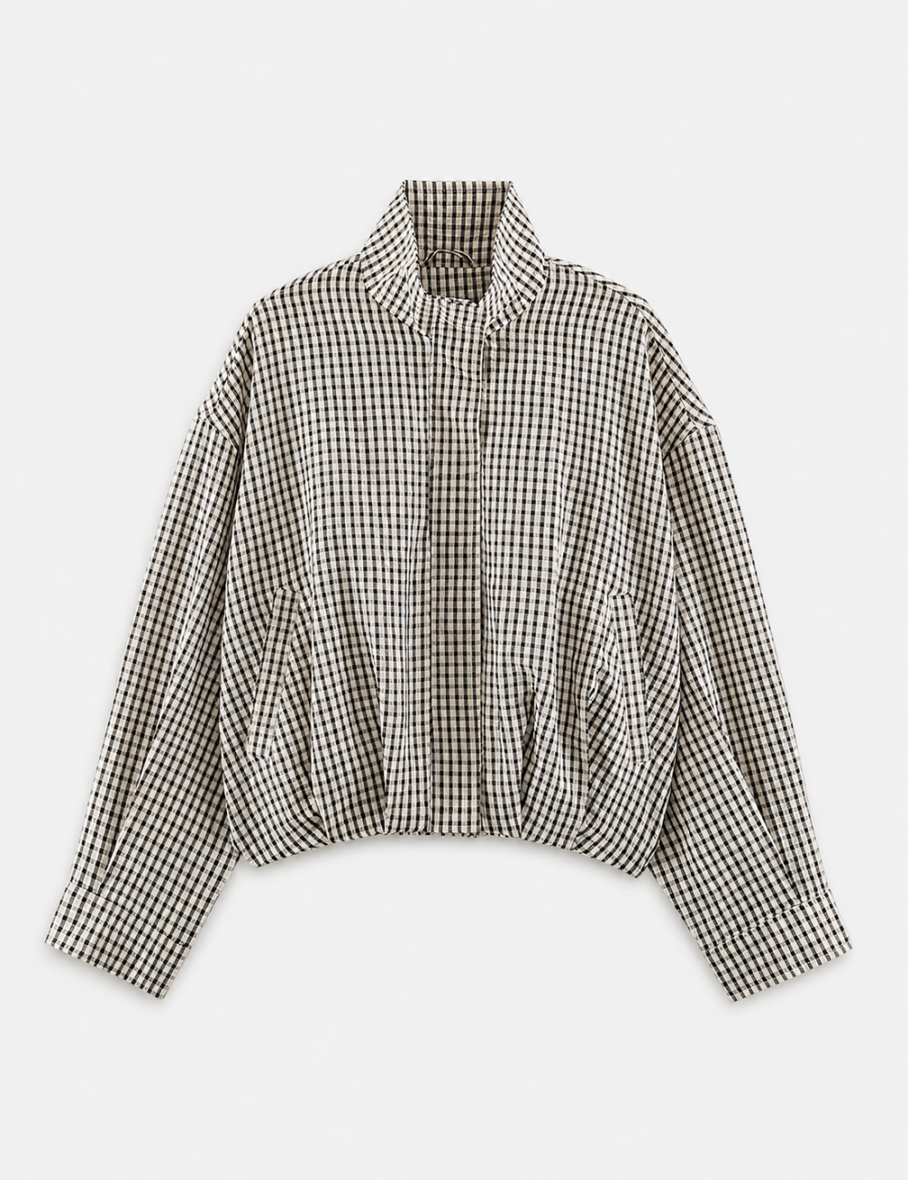 Plaid Stand Collar Crop Jacket