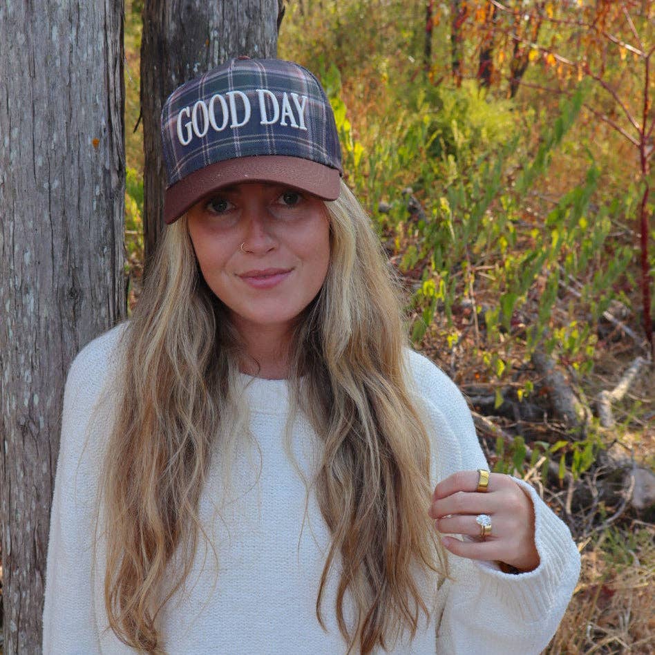 Good Day Plaid Trucker Hat