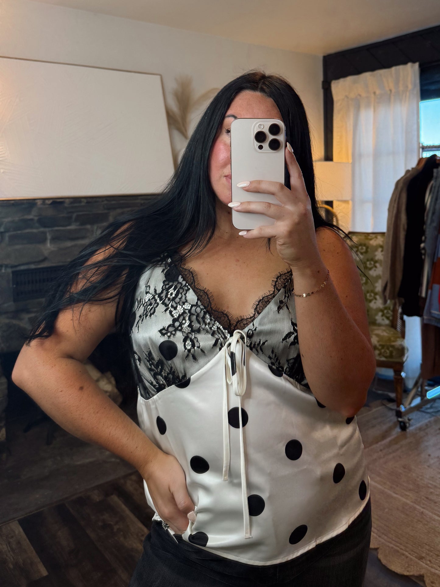 Satin Polka Dot Tank Top