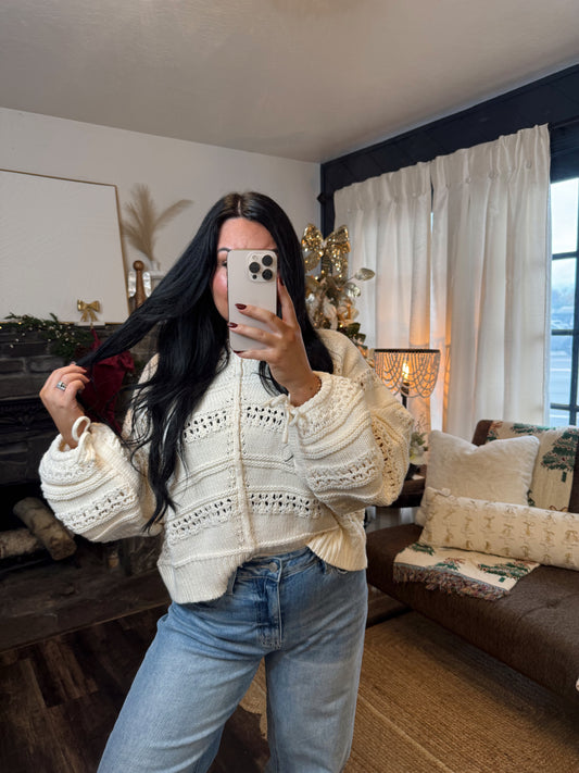 Lila Ruched Beige Sweater