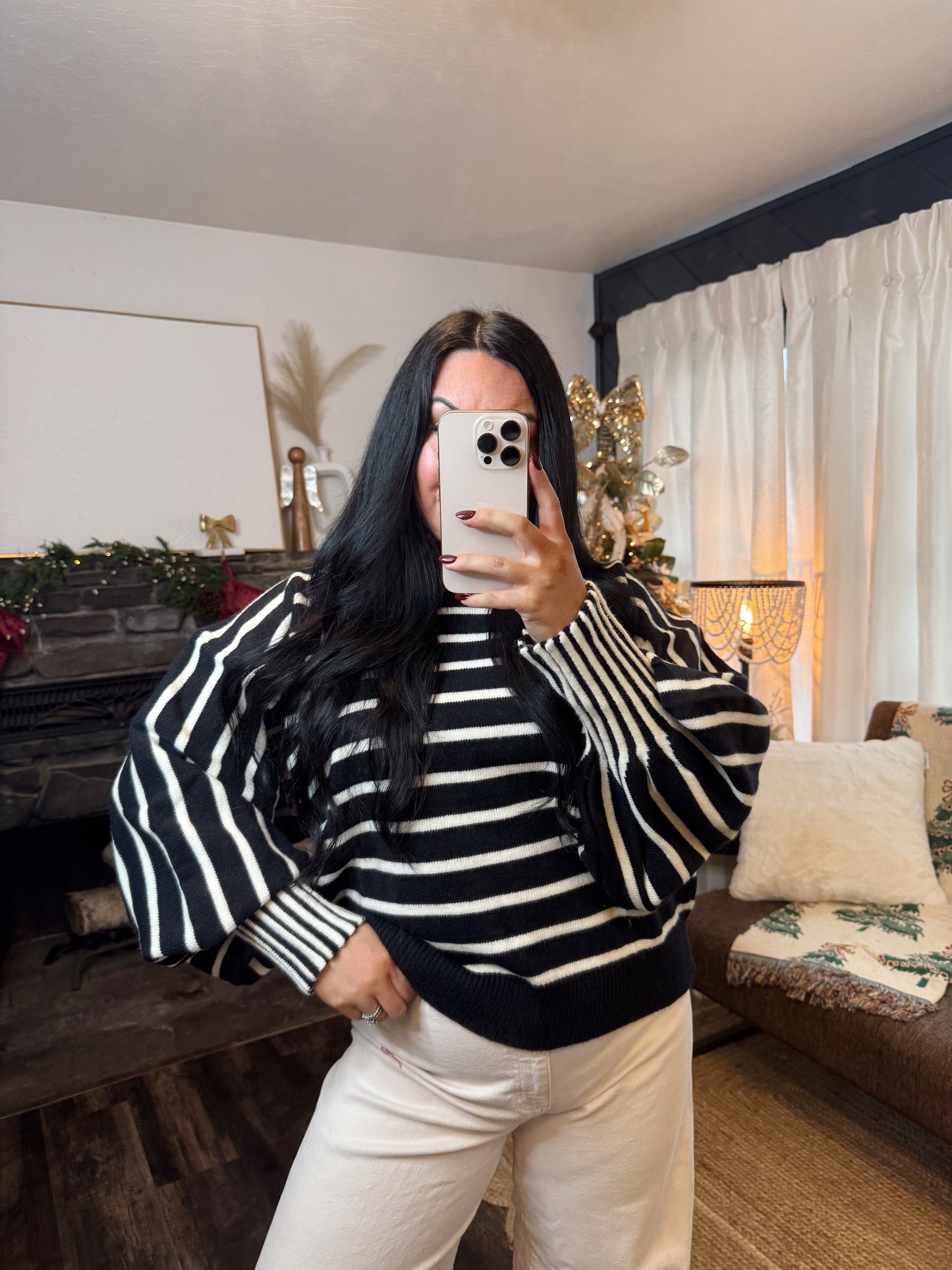 Stripe Puff Sleeve Sweater