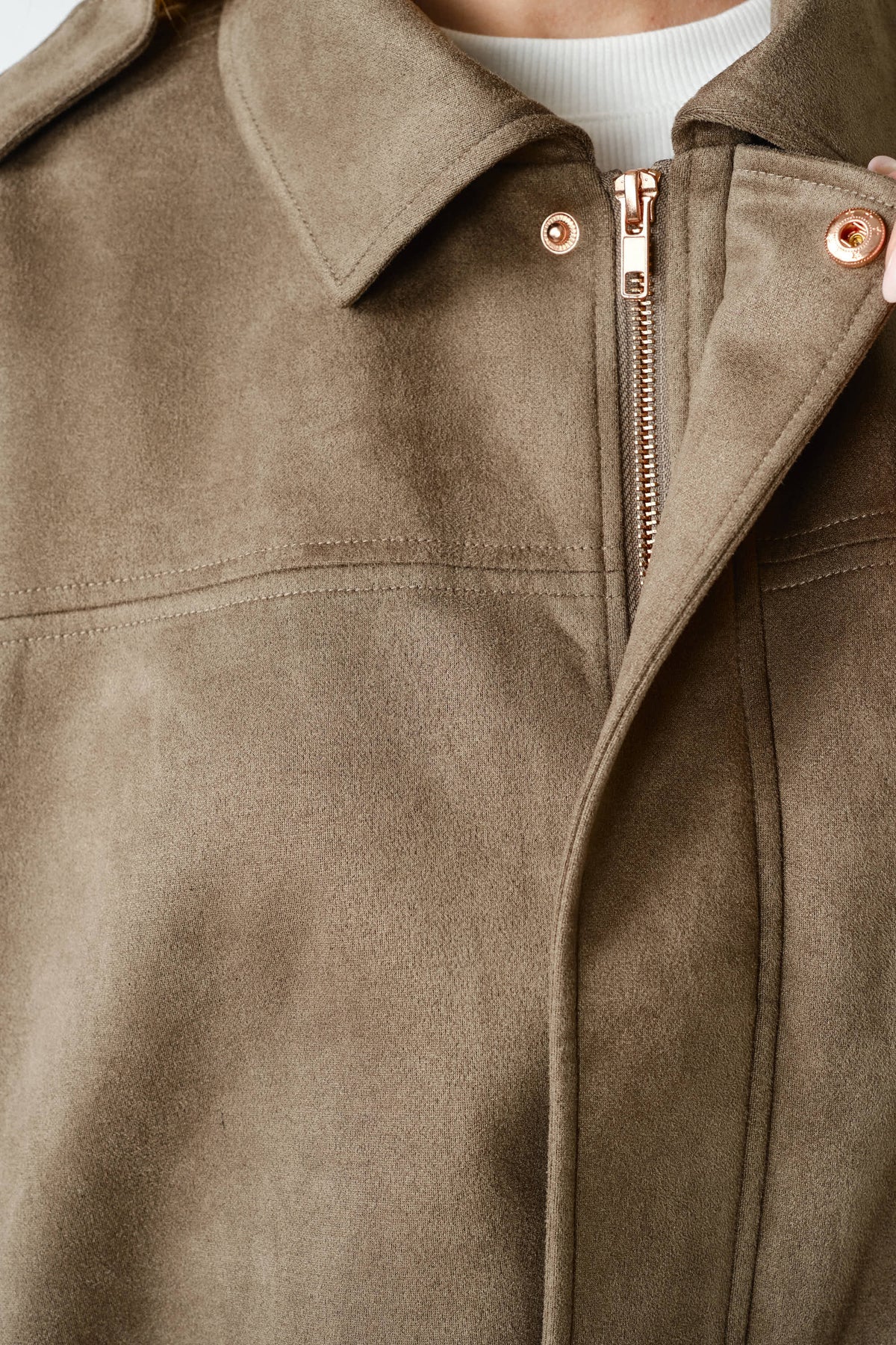 MOJAVE SUEDE-FINISH ZIP-FRONT JACKET