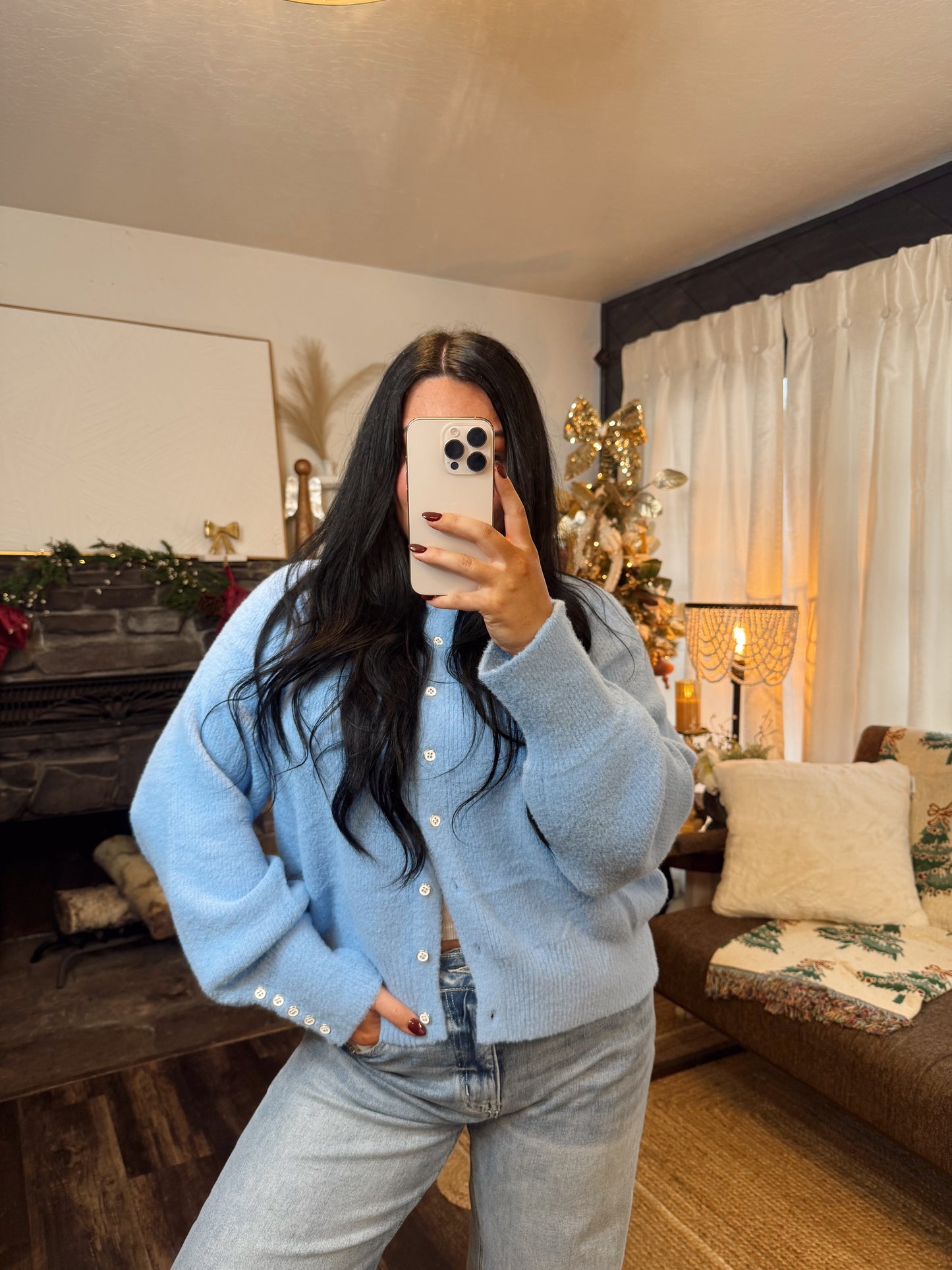 Icy Blue Button Up Cardigan