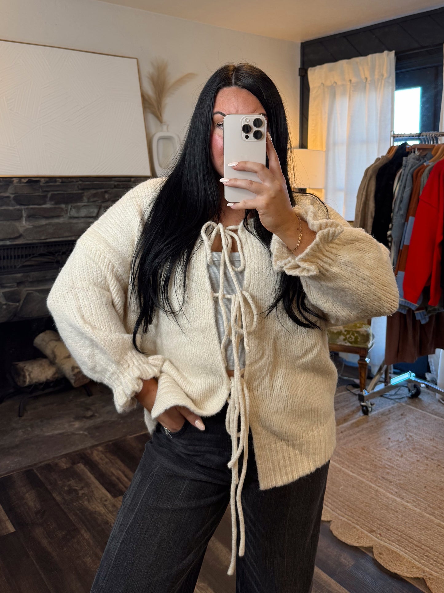 Front Tie Knit Cardigan