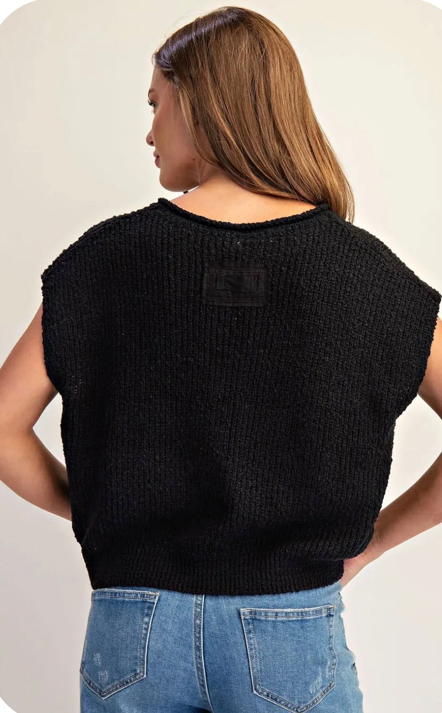 V Neck Sweater Vest Black