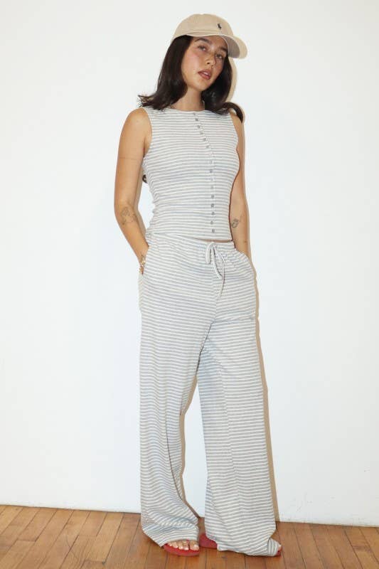 Striped Button-Front Tank Top