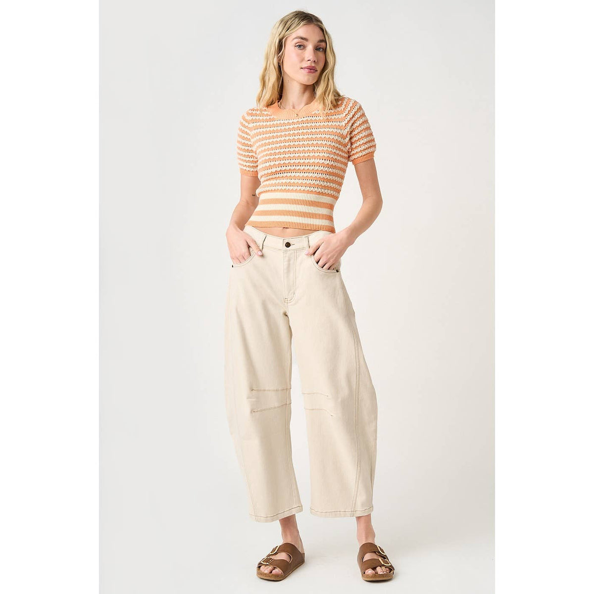 Cream Dream Barrel Jeans