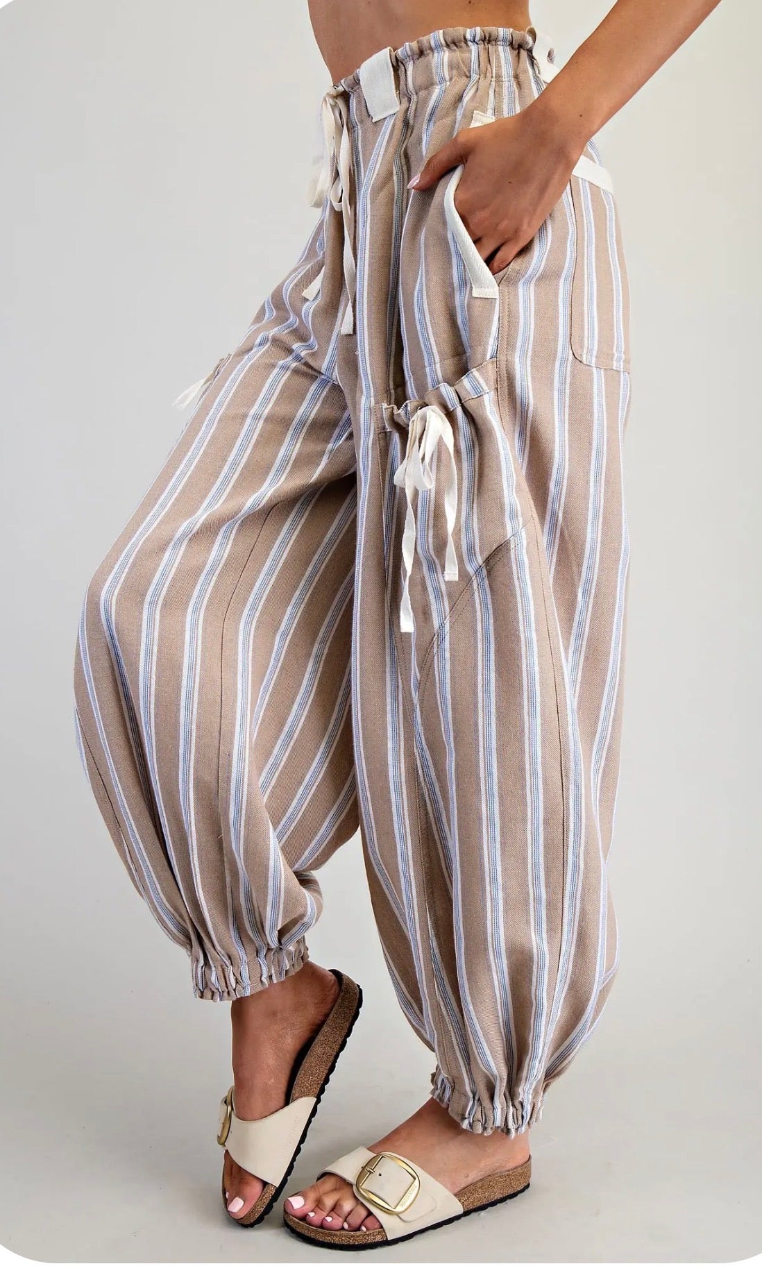 Blue and Mocha Stripe Pants