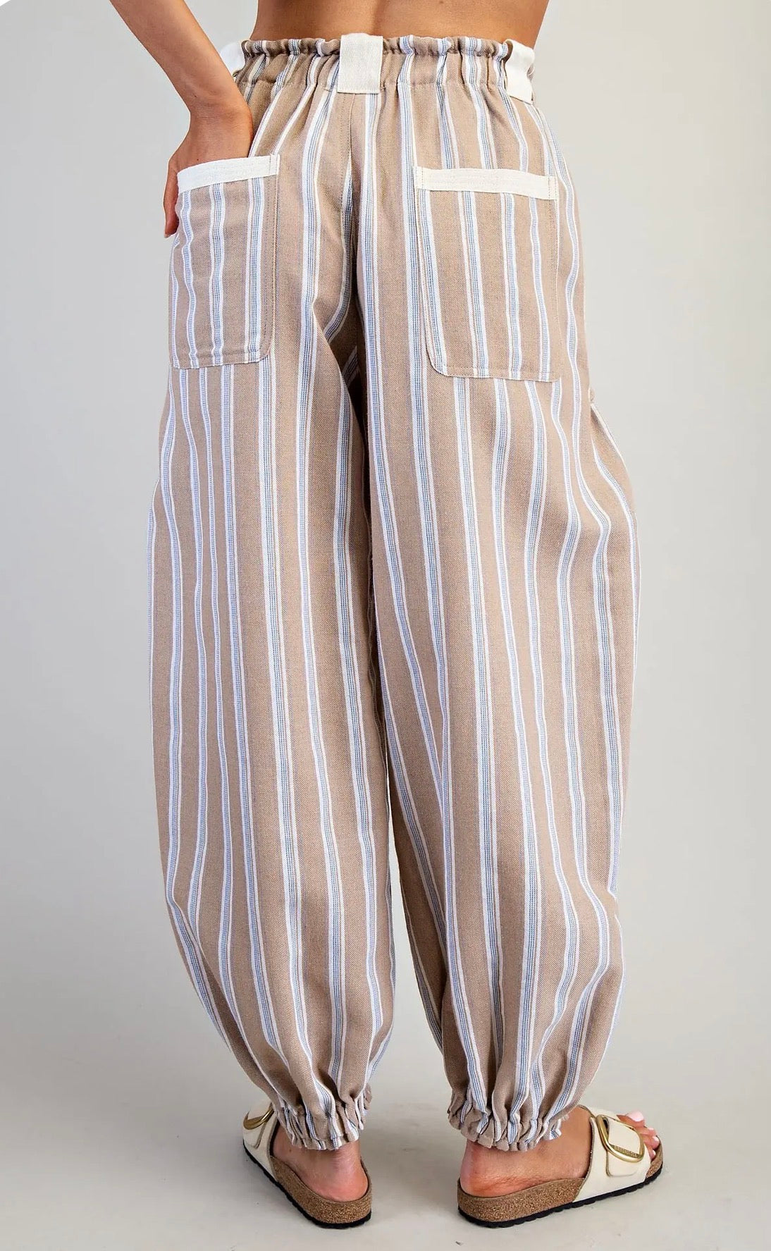 Blue and Mocha Stripe Pants