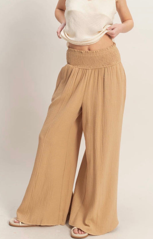 Smocked Waist Flowy Pants