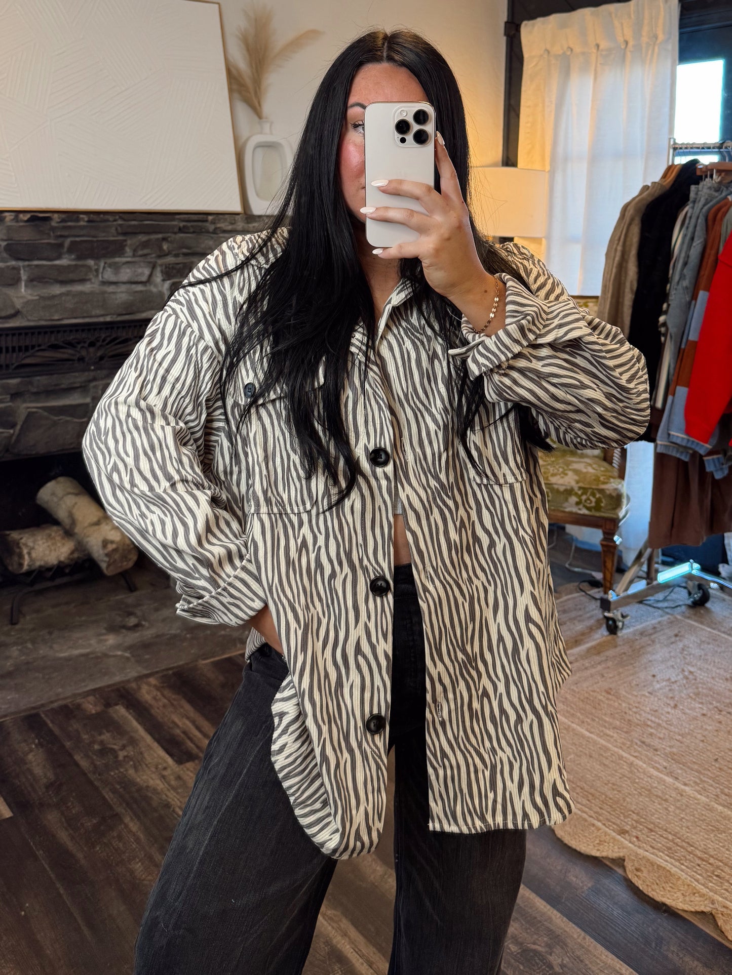 Zebra Button Up Shacket