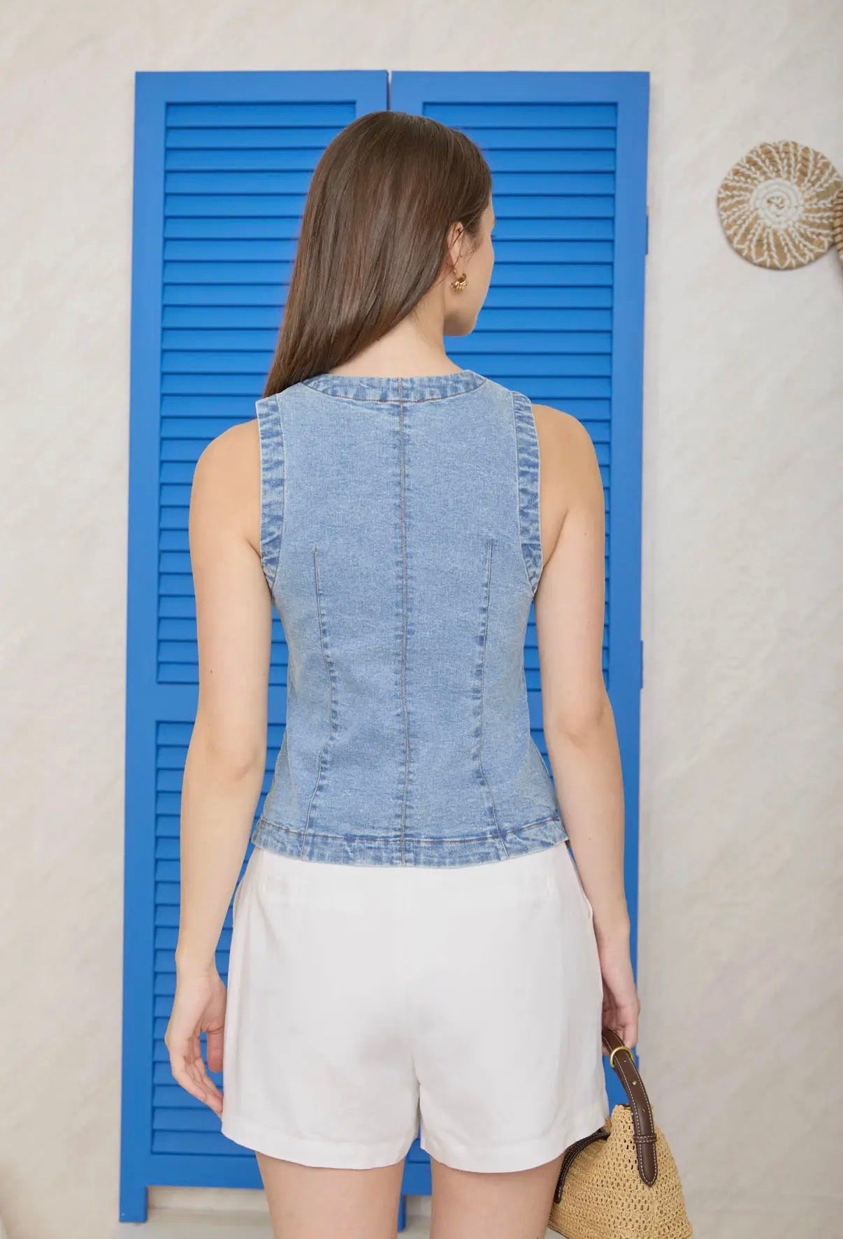 Denim Button Down Vest