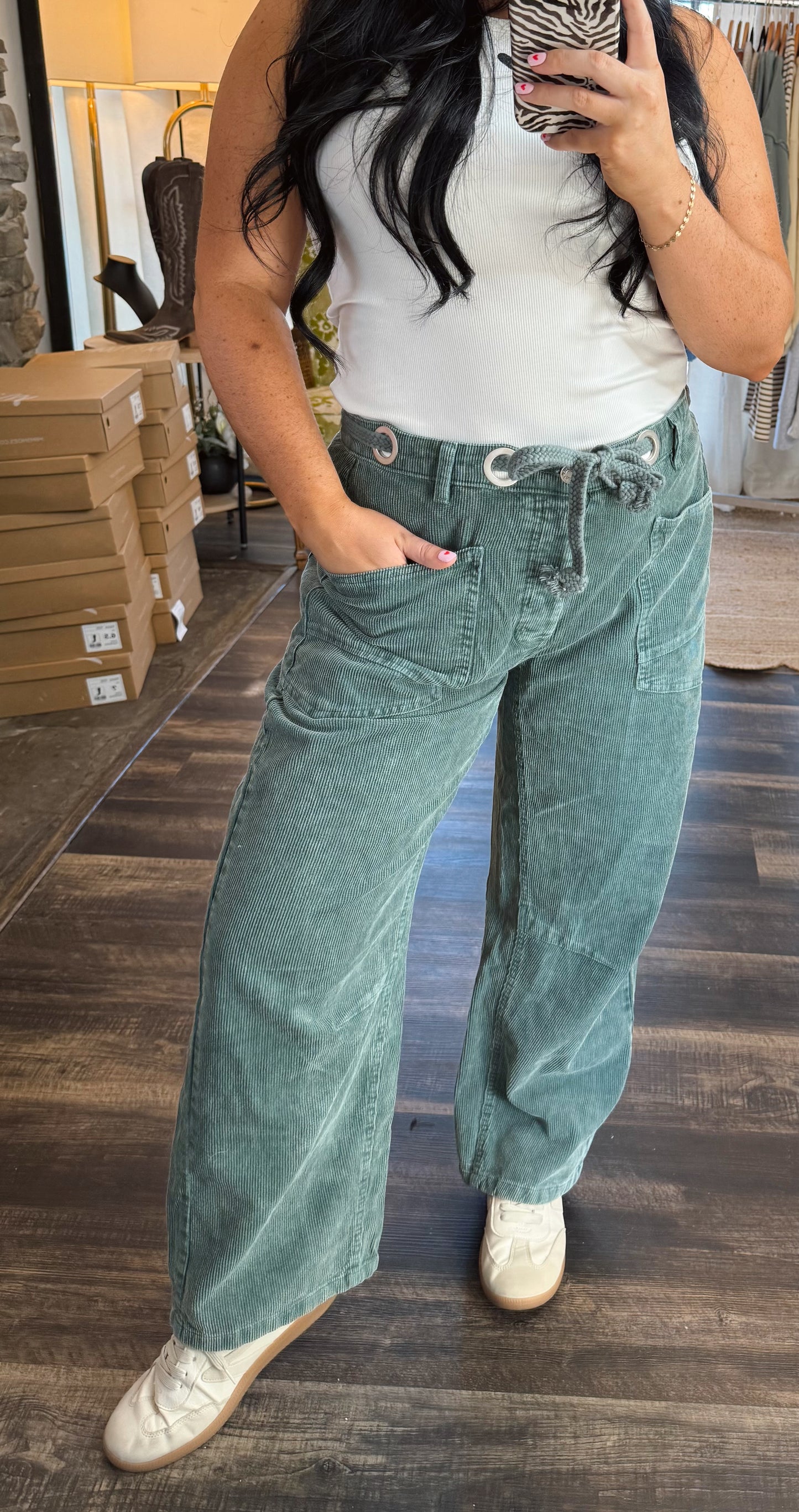 Teal Velvet Corduroy Pants