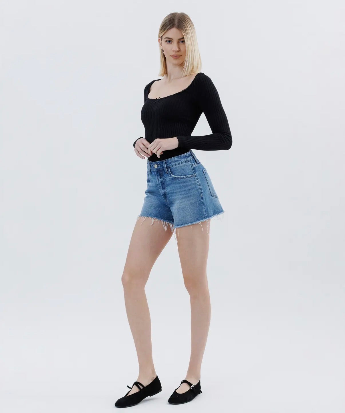 Raw Hem Denim Shorts