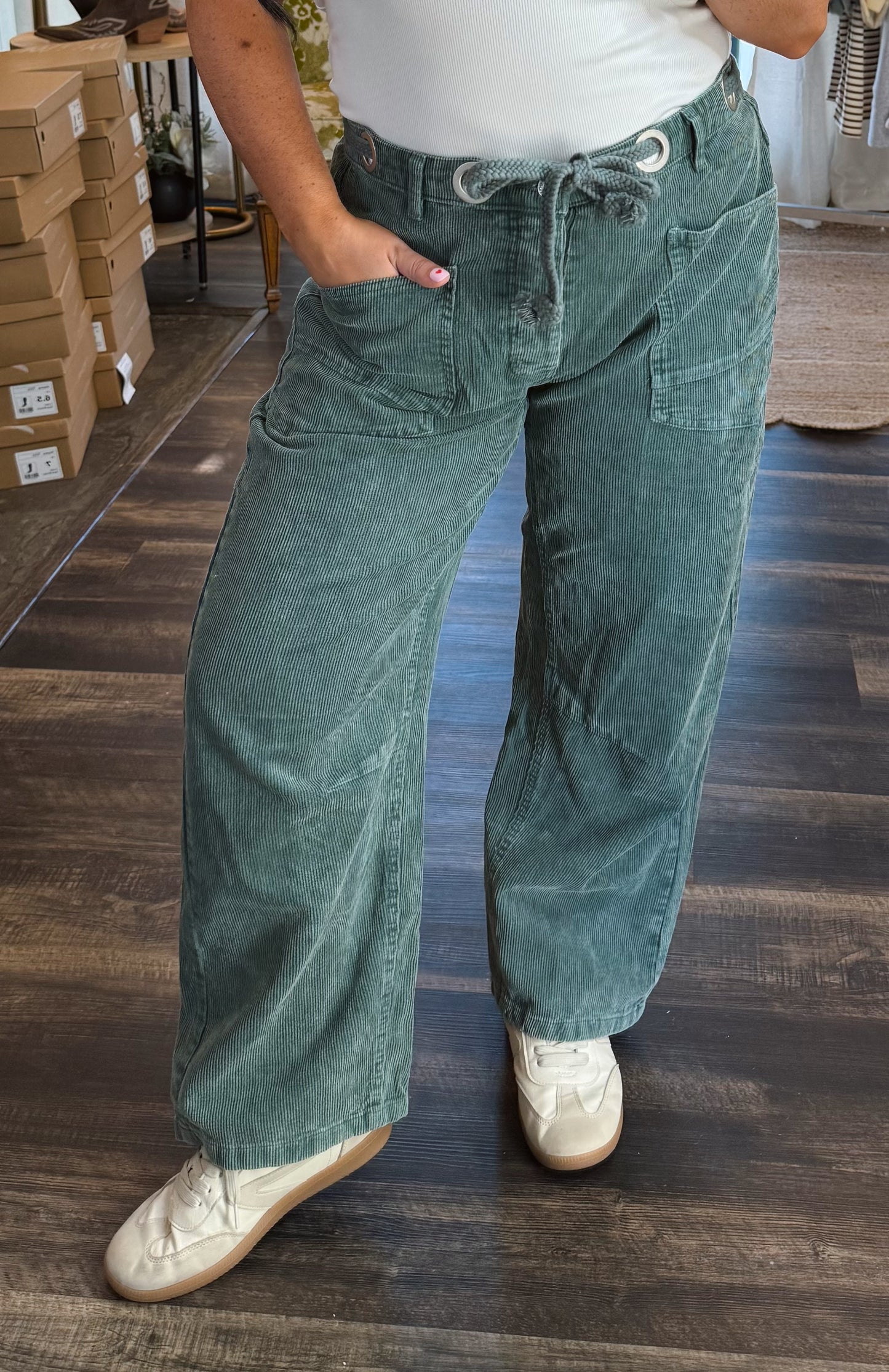 Teal Velvet Corduroy Pants