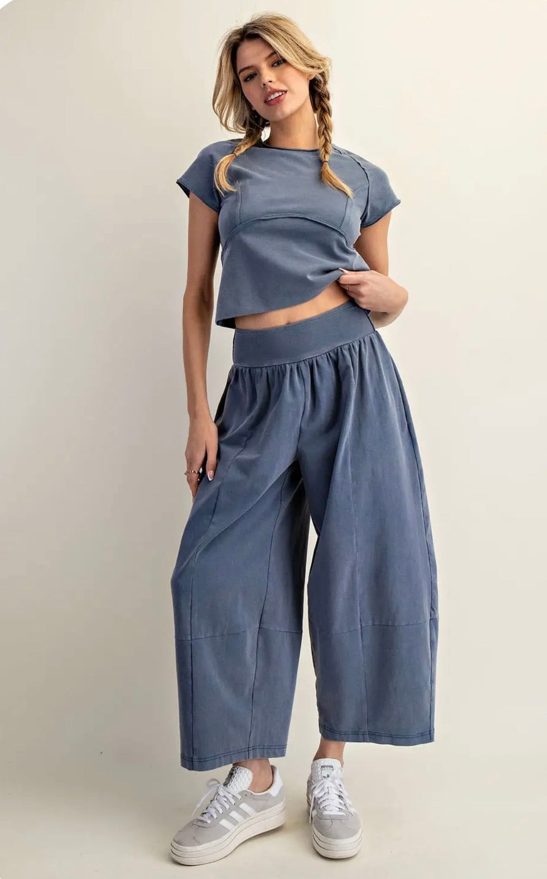 Mineral Washed Solid Cropped T-Shirt