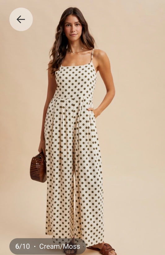 Polka Dot Wide Leg Jumpsuit