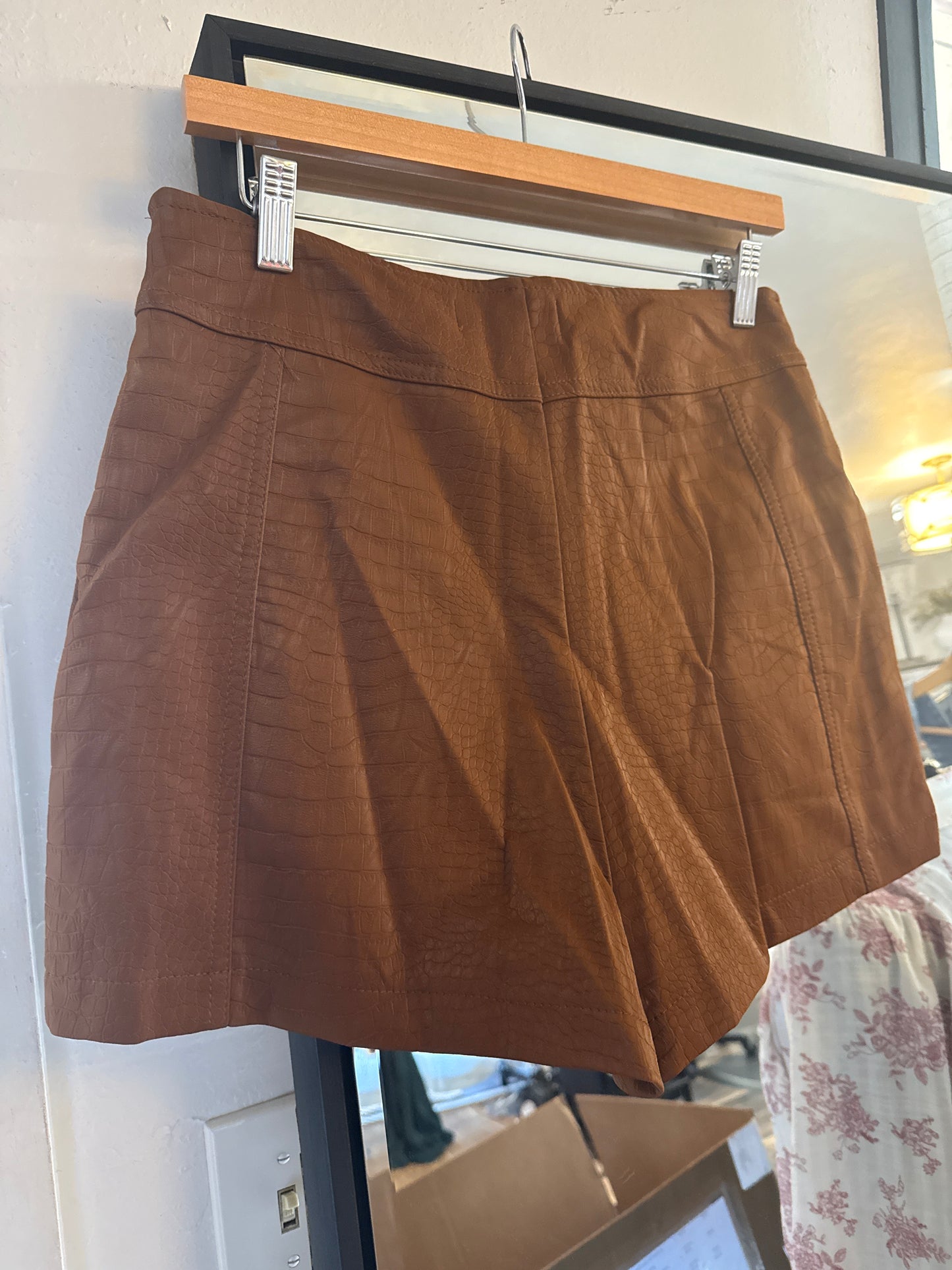 Brown Leather Croc Short
