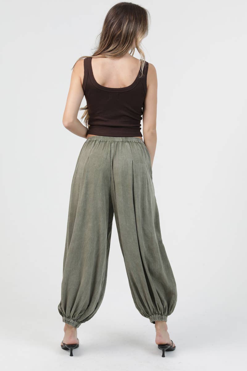 Green Washed Balloon Pants