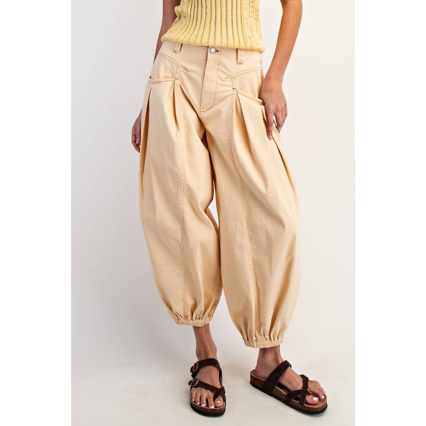 PULL ON WIDE LEG PANTS buttercream
