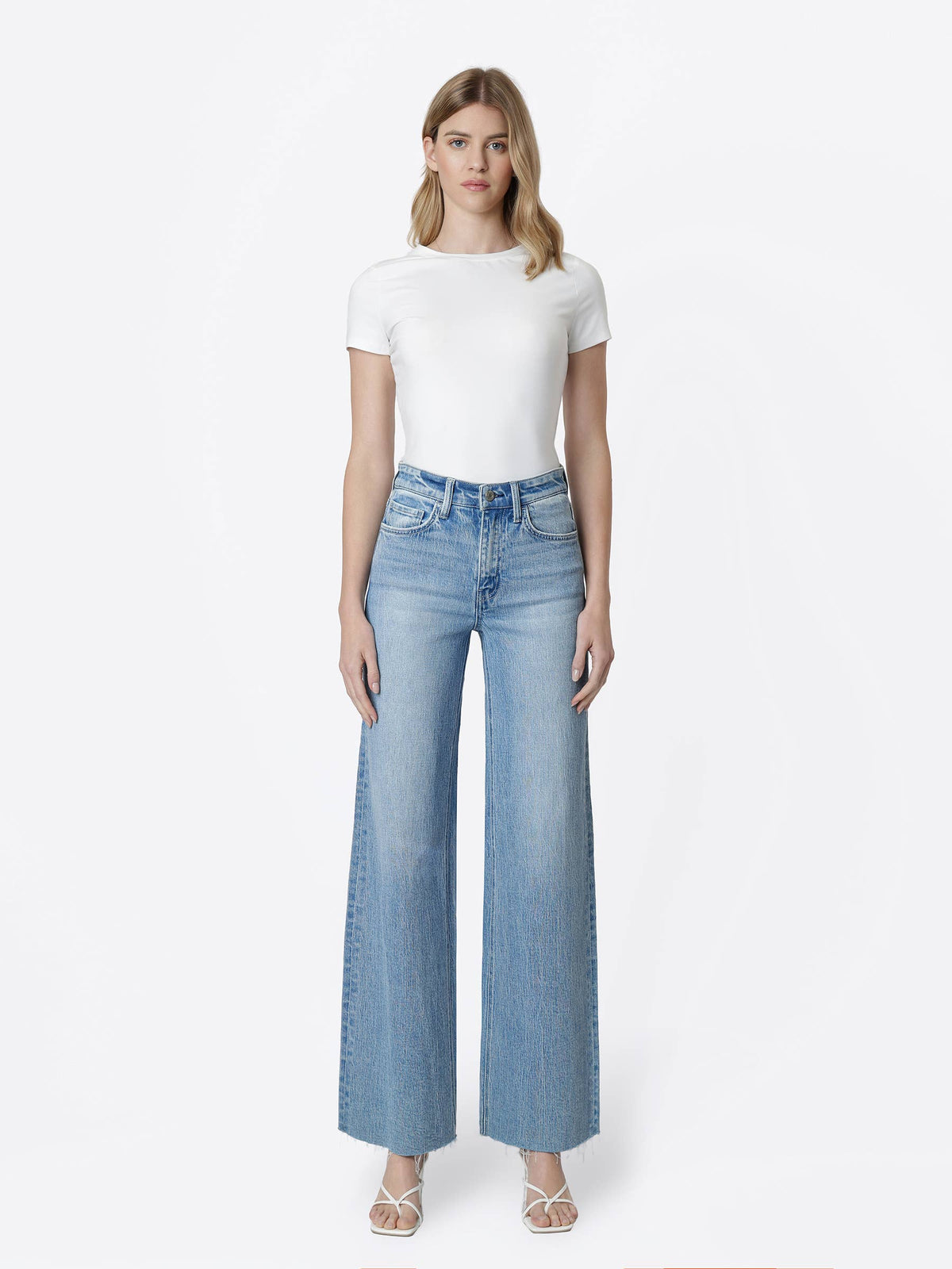 HADLEY CLEAN CUT RAW HEM WIDE JEANS