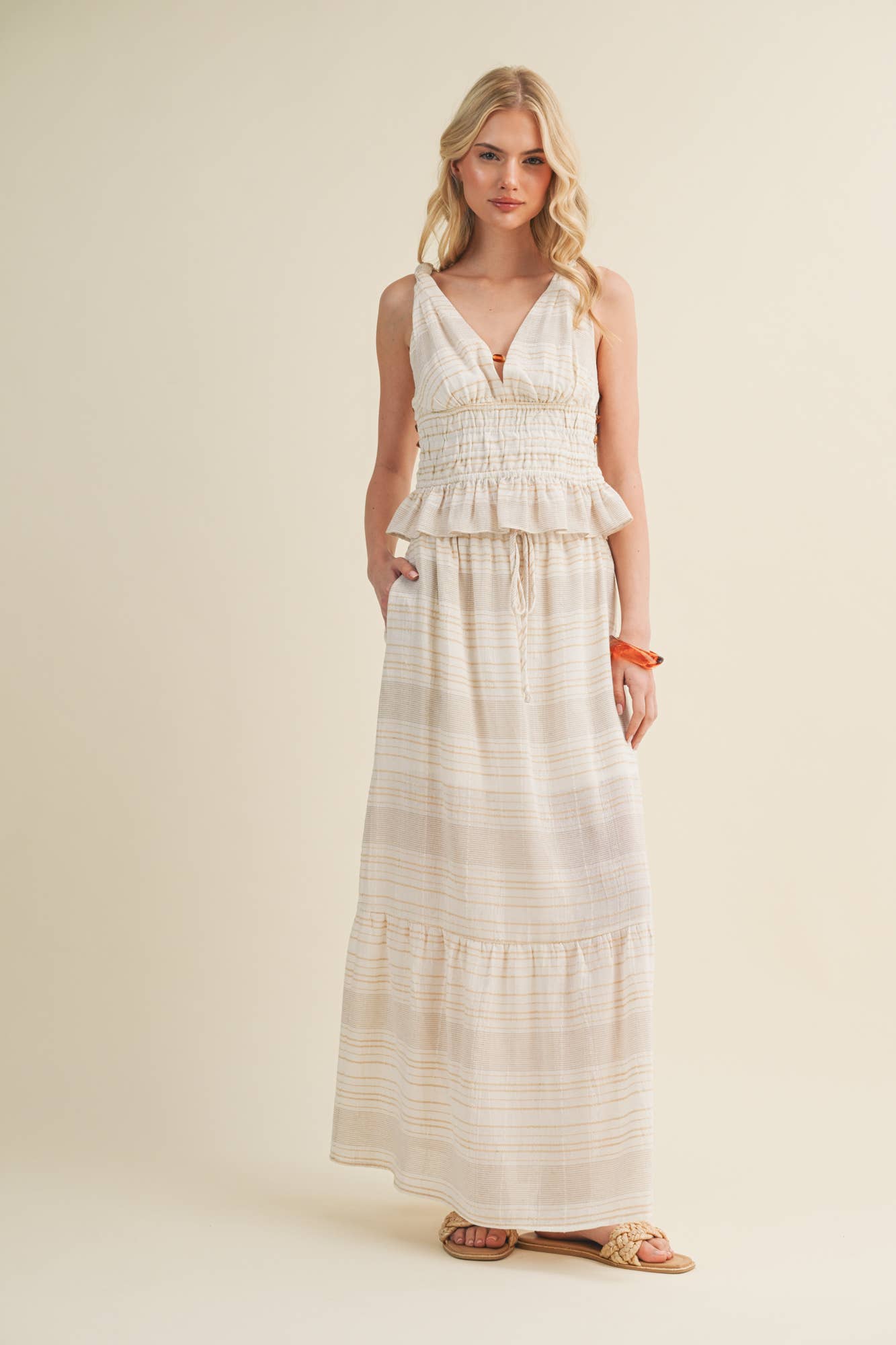 Twisted Strap Shirred Tiered Top