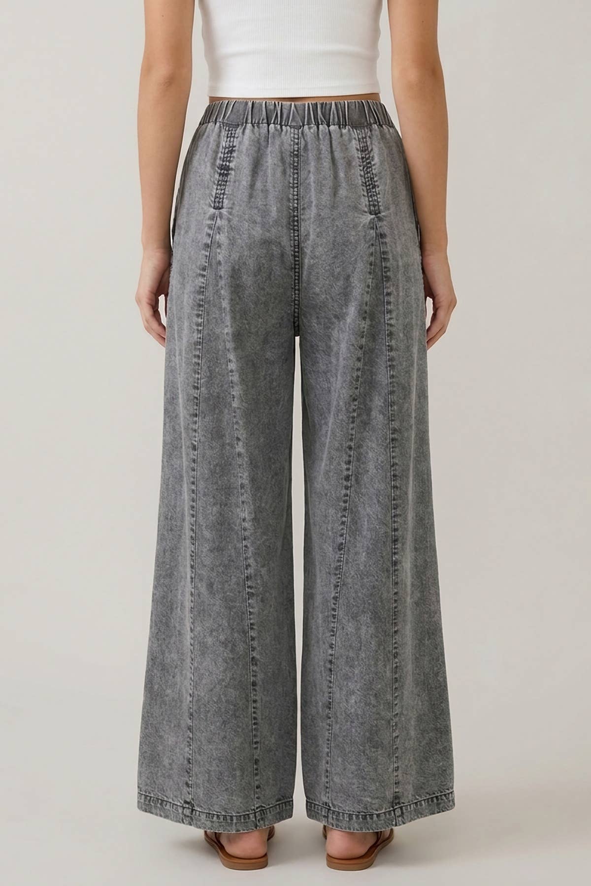Gray Wash Wide Leg Pants
