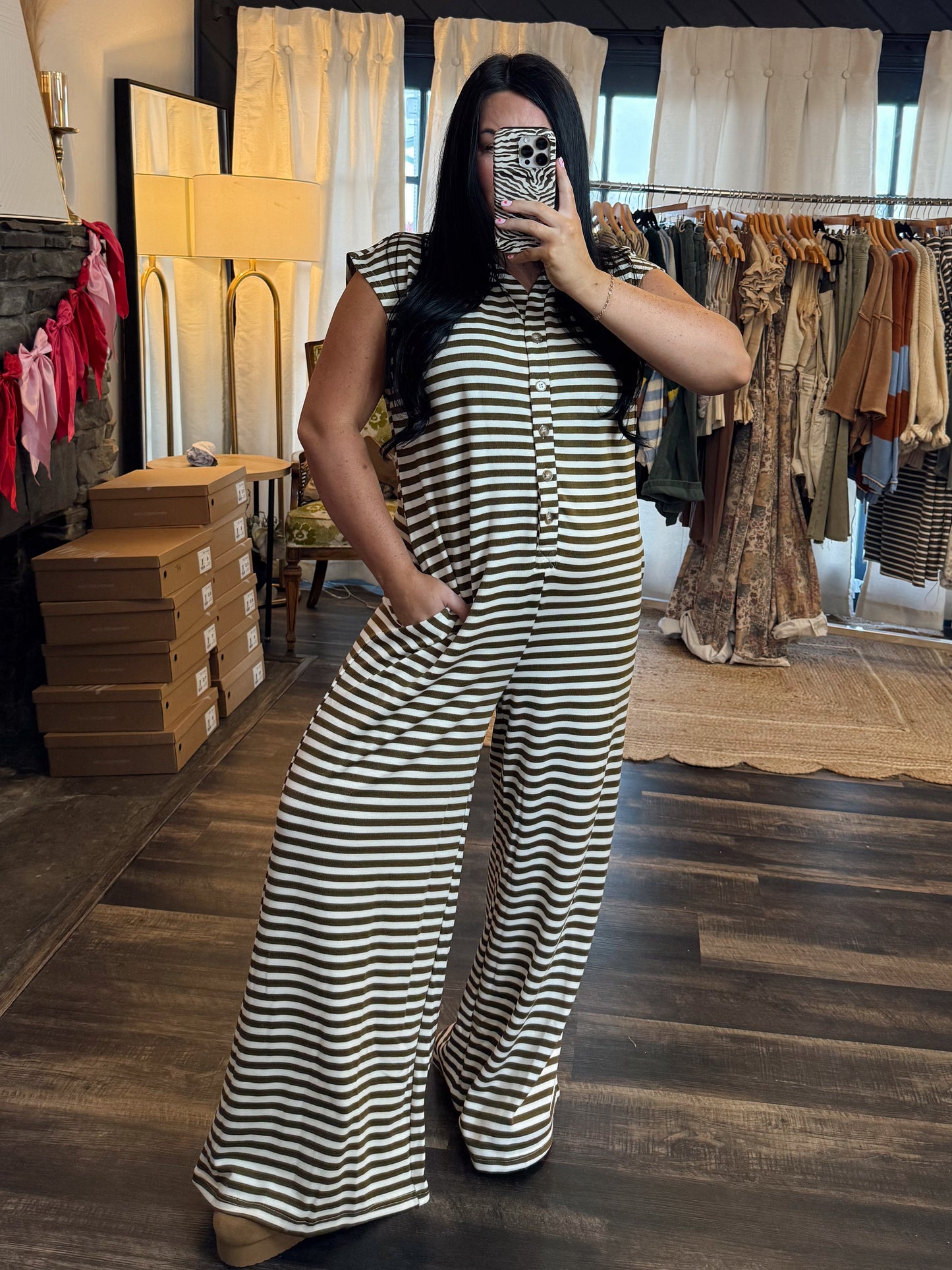 Mocha Stripe Jumpsuit
