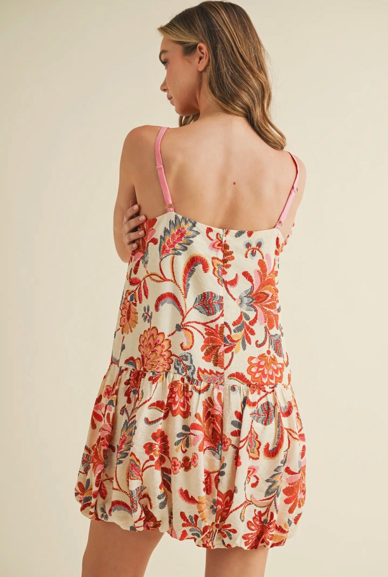 Floral Print Bubble Hem Mini Dress