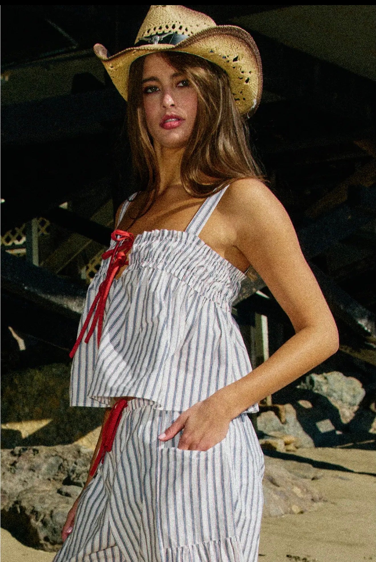 Blue and Red Stripe Top