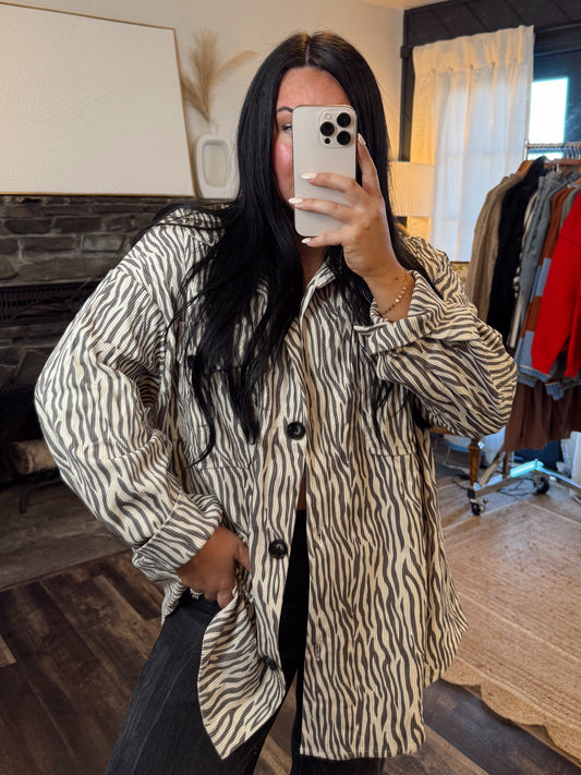 Zebra Button Up Shacket