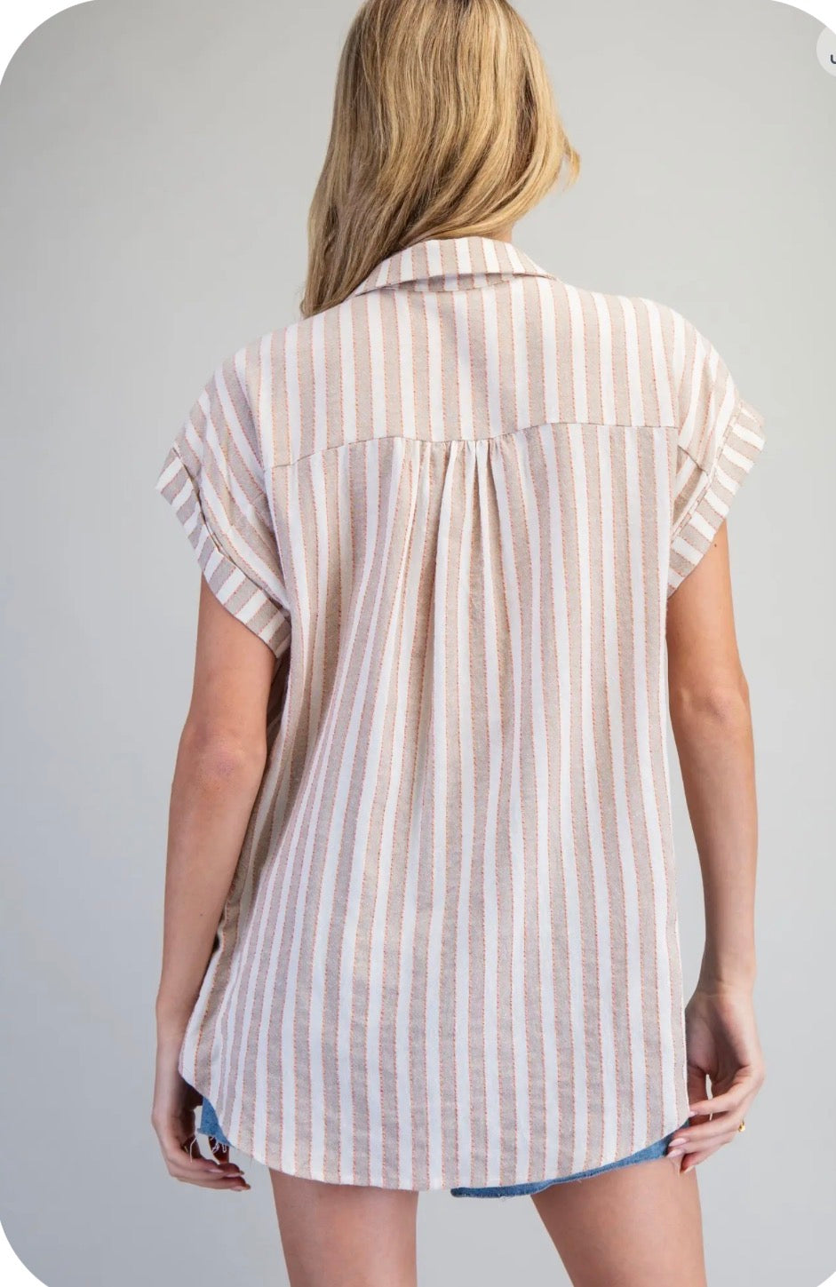 Striped Button Down Short Sleeve