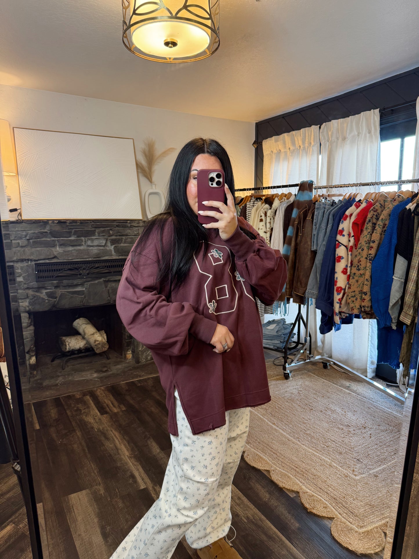 Oversized Embroidered Jersey Pullover