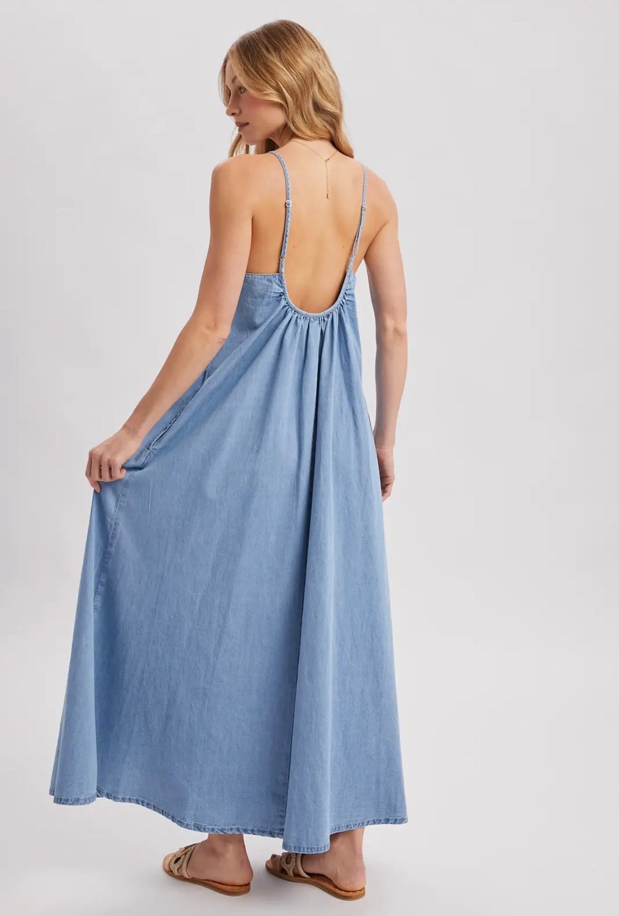 Denim Open Back Maxi