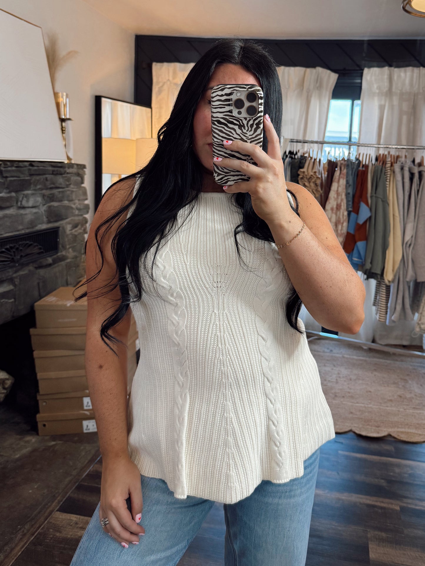 Cable Knit Peplum Top