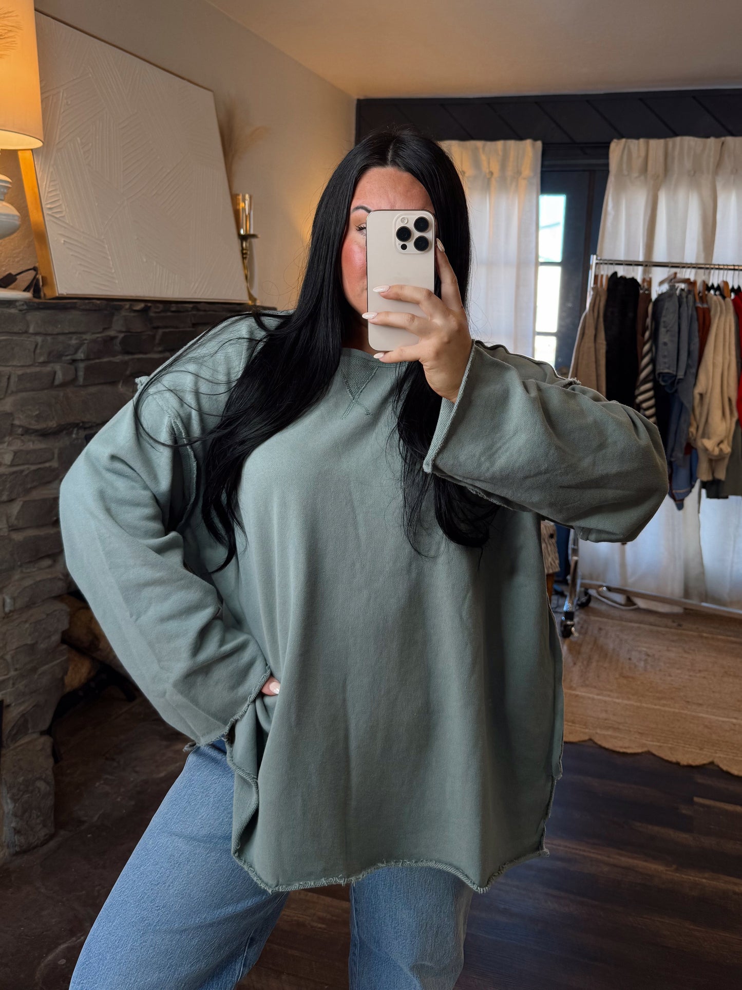 Oversized Raw Edge Pullover