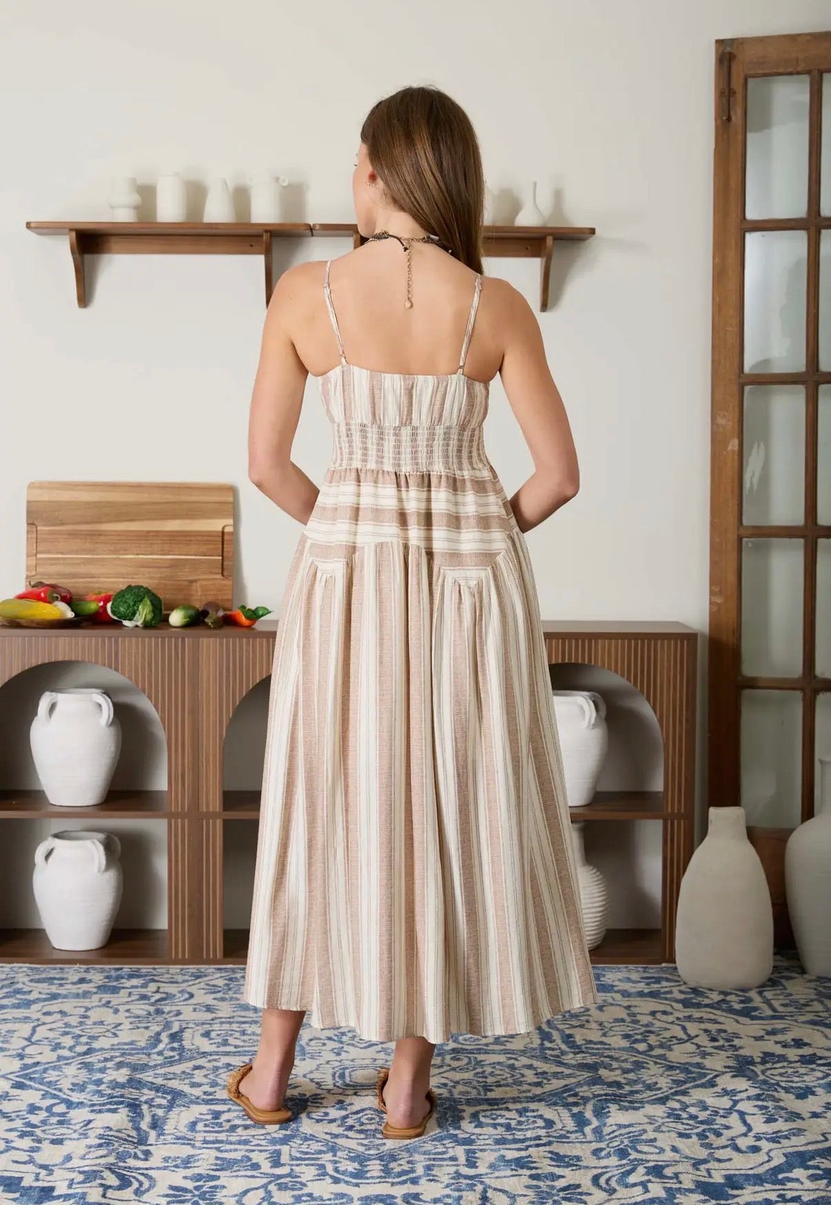 Multi Pattern Spaghetti Strap Midi Dress