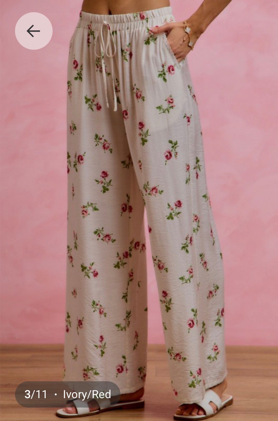Floral & Lace Matching Pants Set
