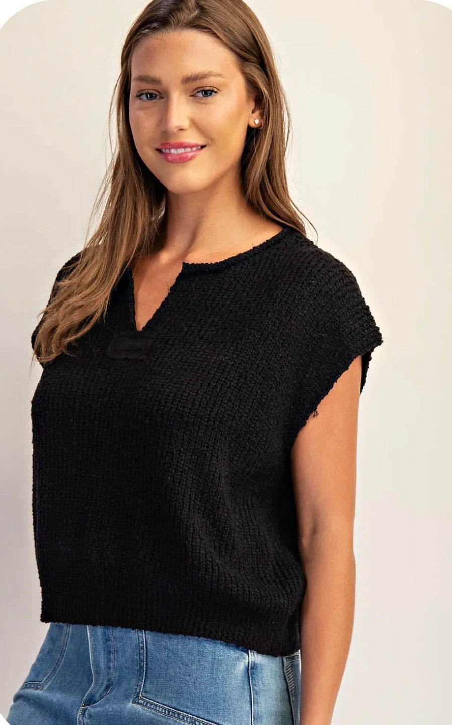 V Neck Sweater Vest Black