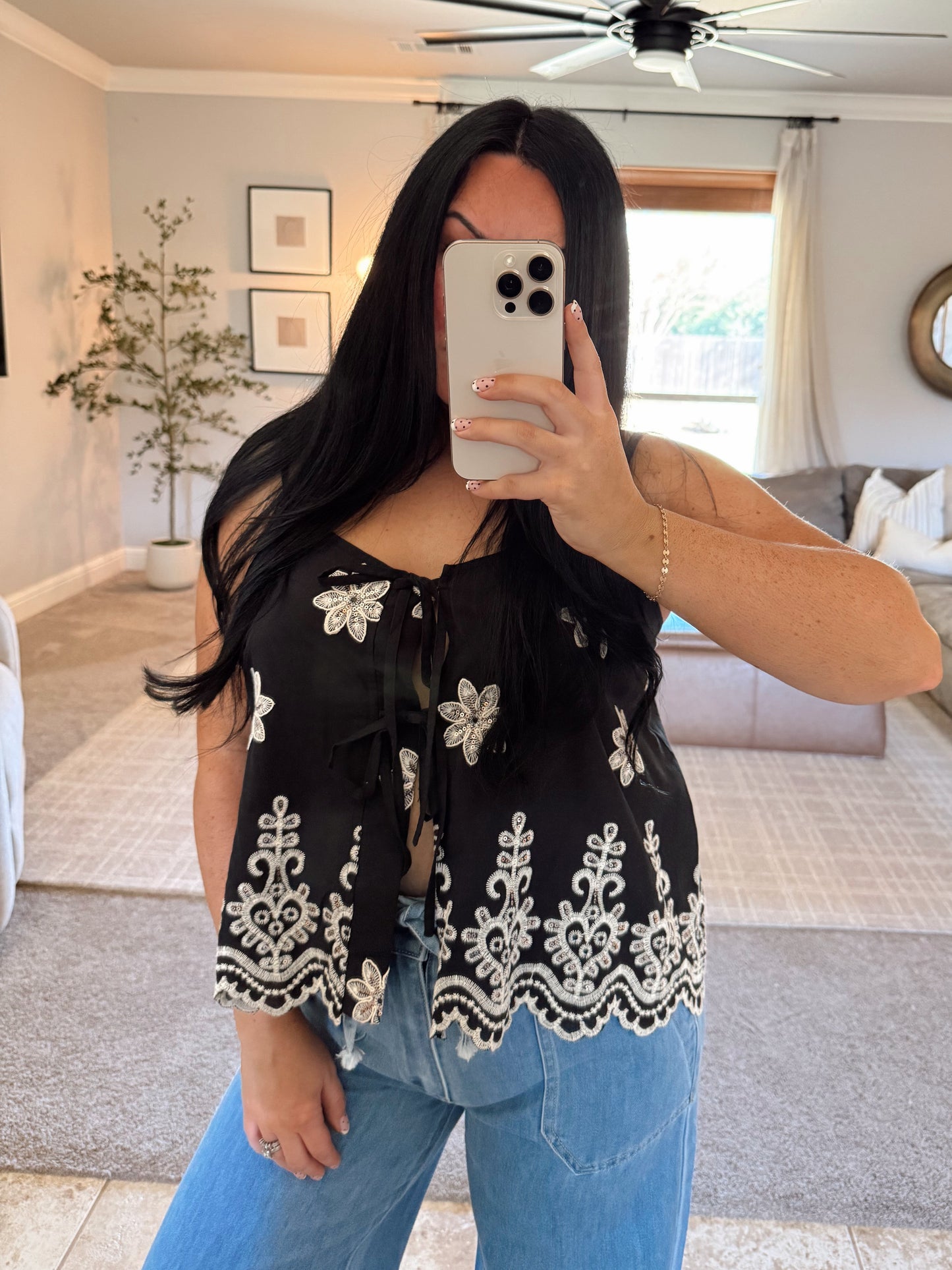 Poppy Eyelet Embroidered Top