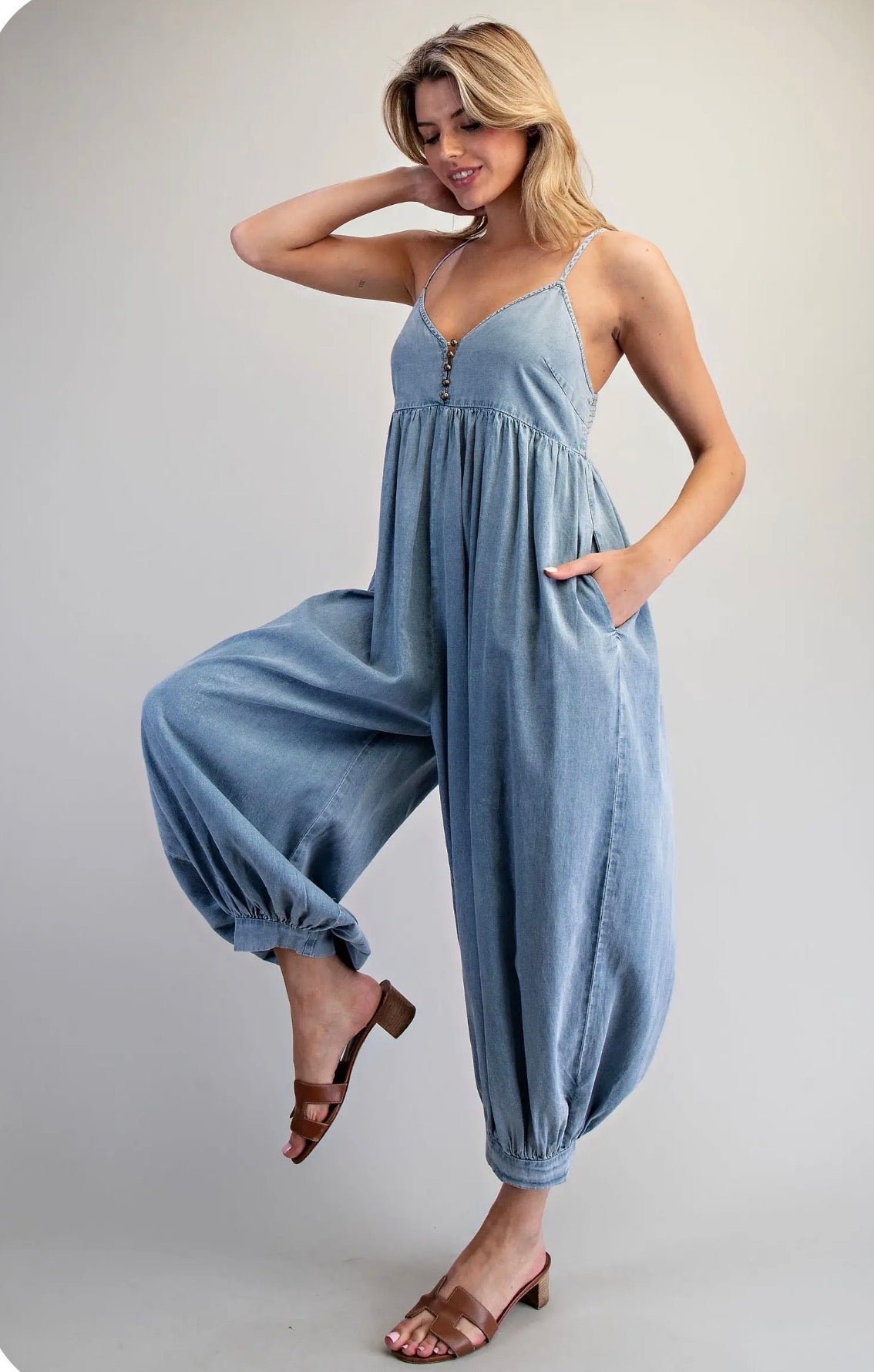 Denim Buttoned Jumpsuit