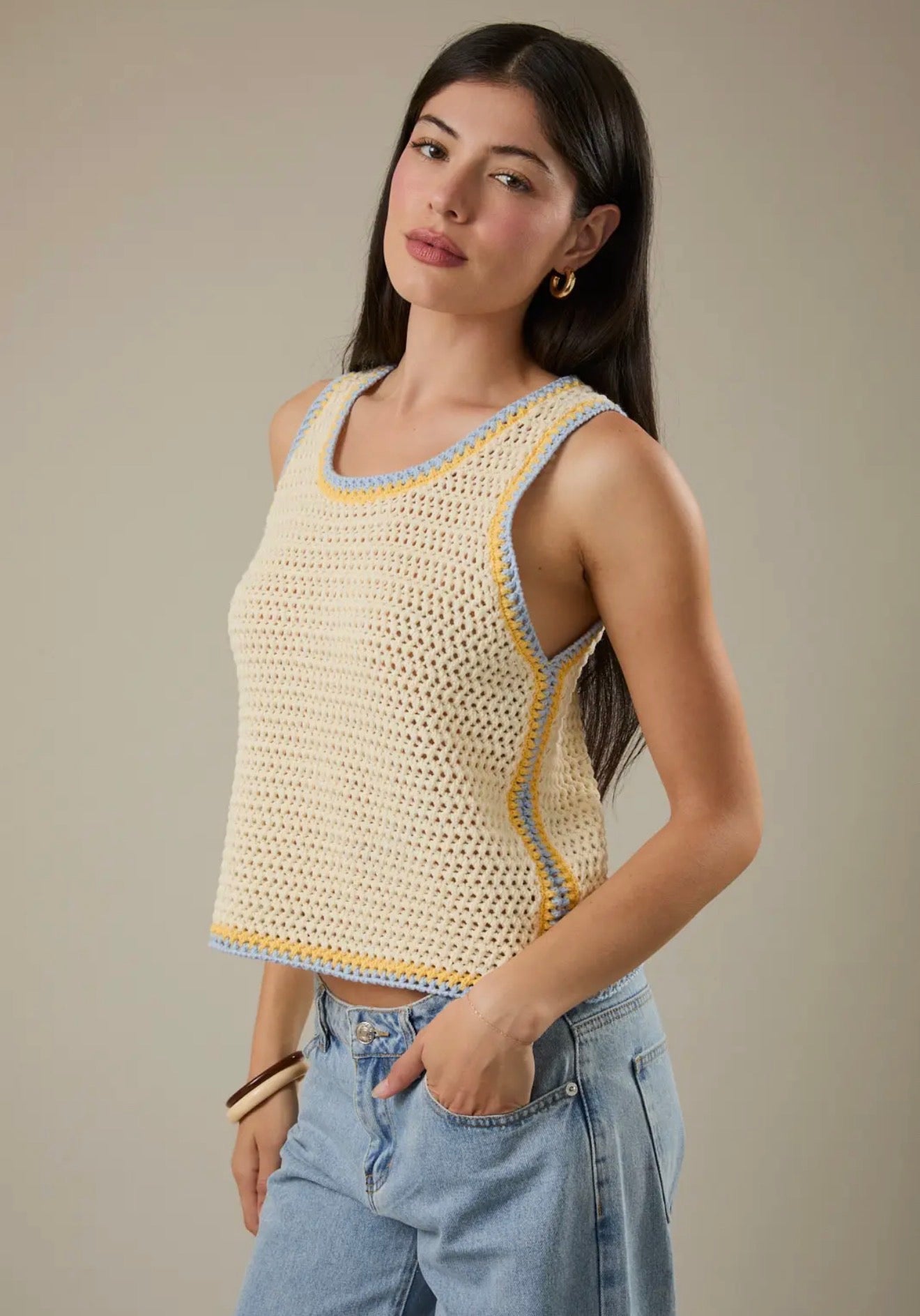 Yellow Crochet Tank Top