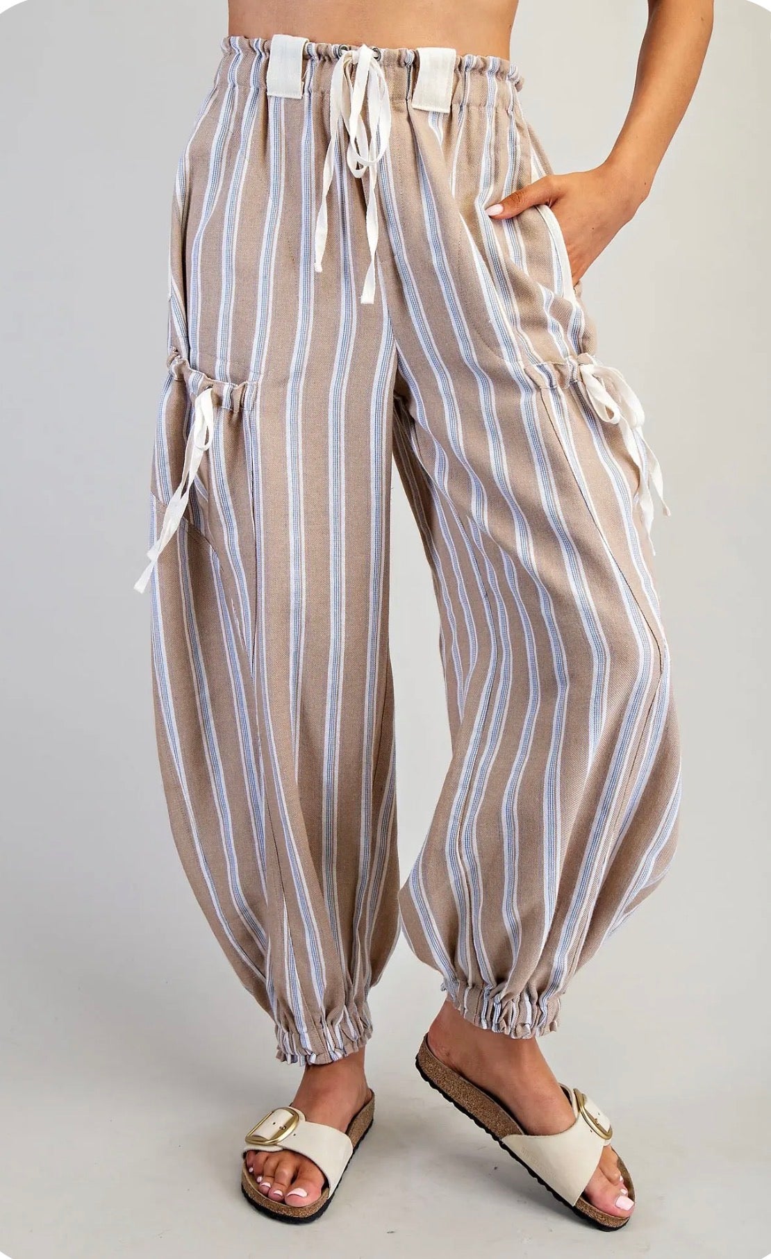Blue and Mocha Stripe Pants