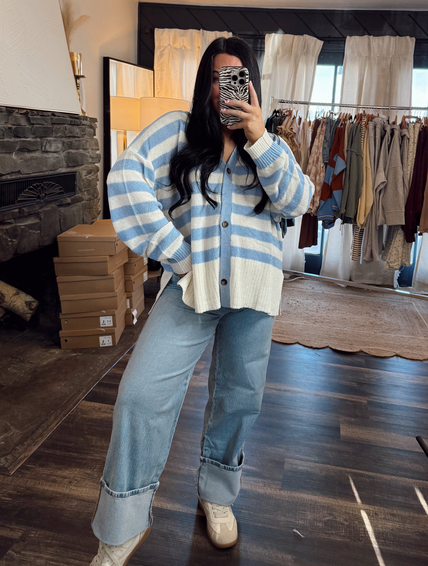 Cozy and Free Stripe Cardigan