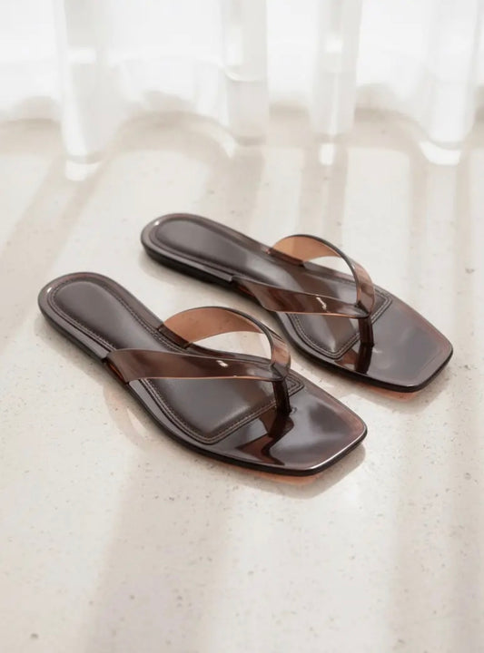 Jelly Square Toe Flip Flop