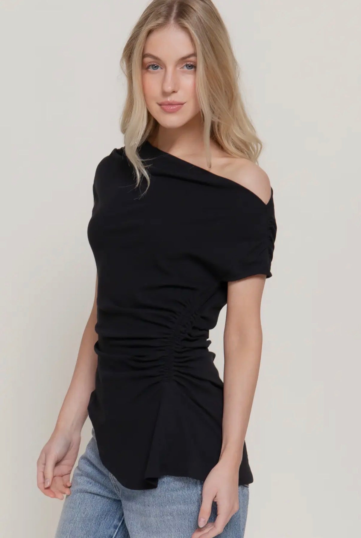 Asymmetrical Off The Shoulder Top