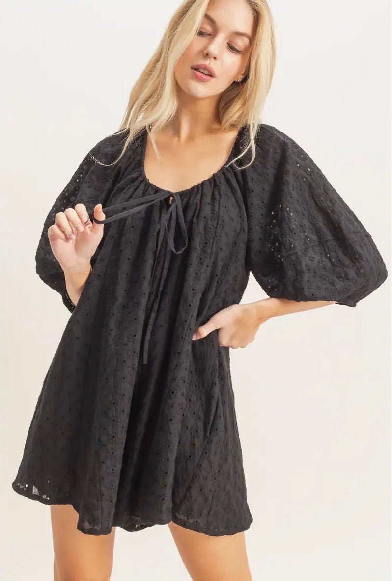 Black Eyelet Romper