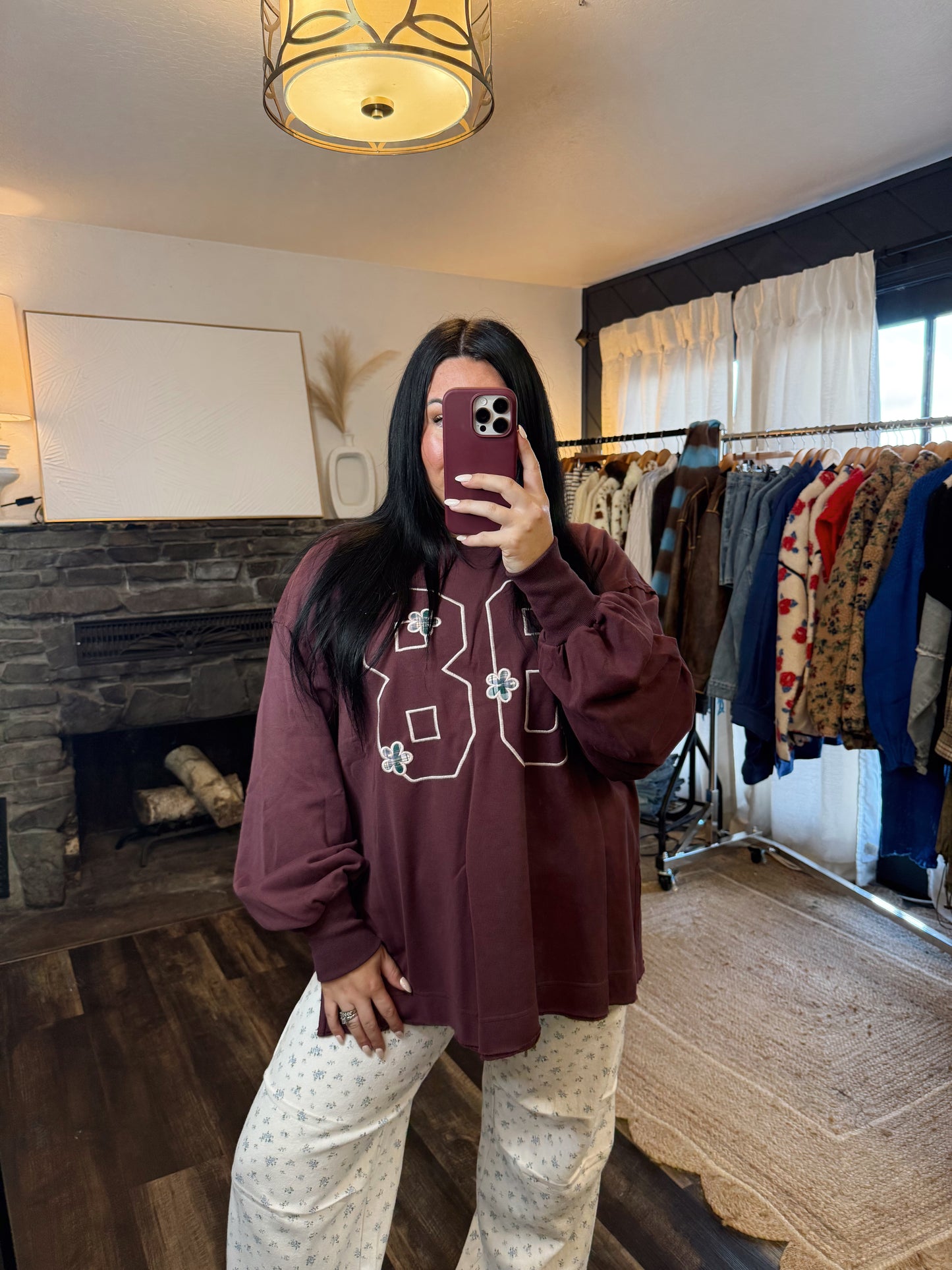 Oversized Embroidered Jersey Pullover