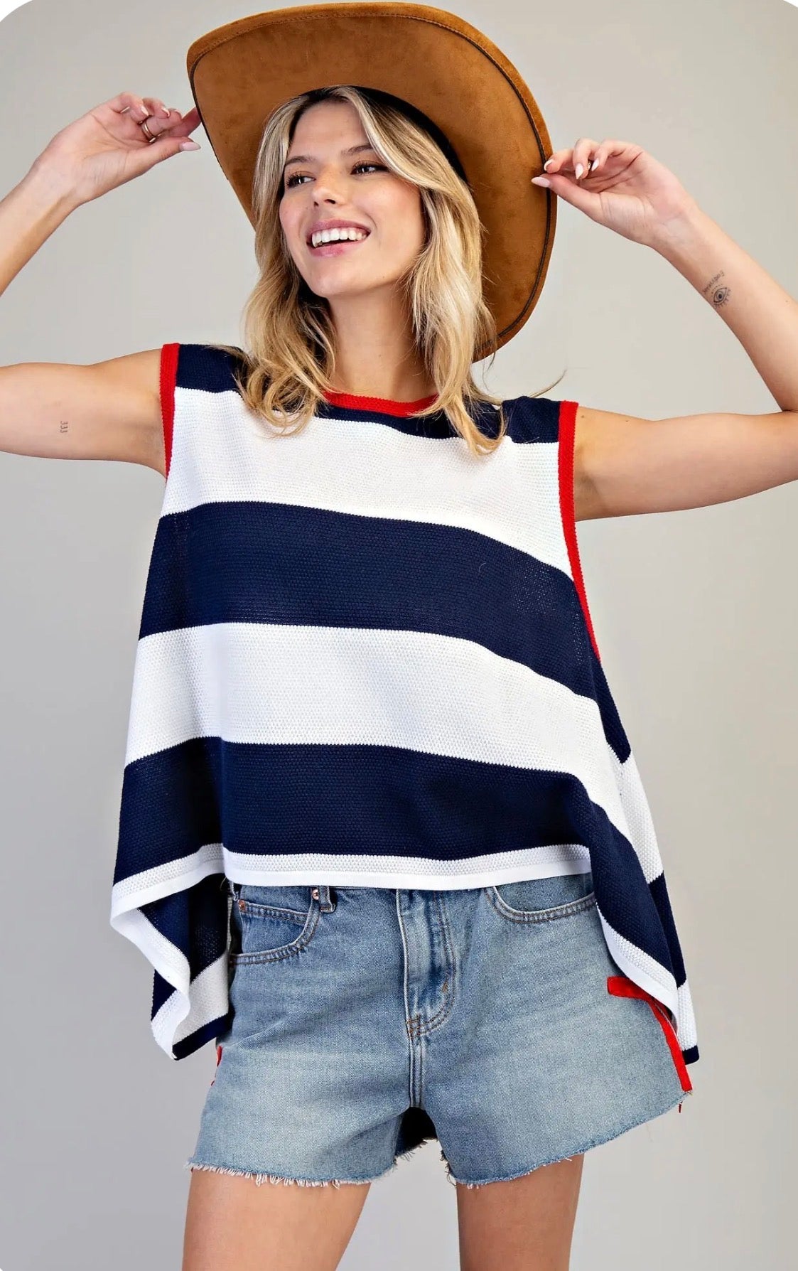 Striped Shark Bite Knit Top